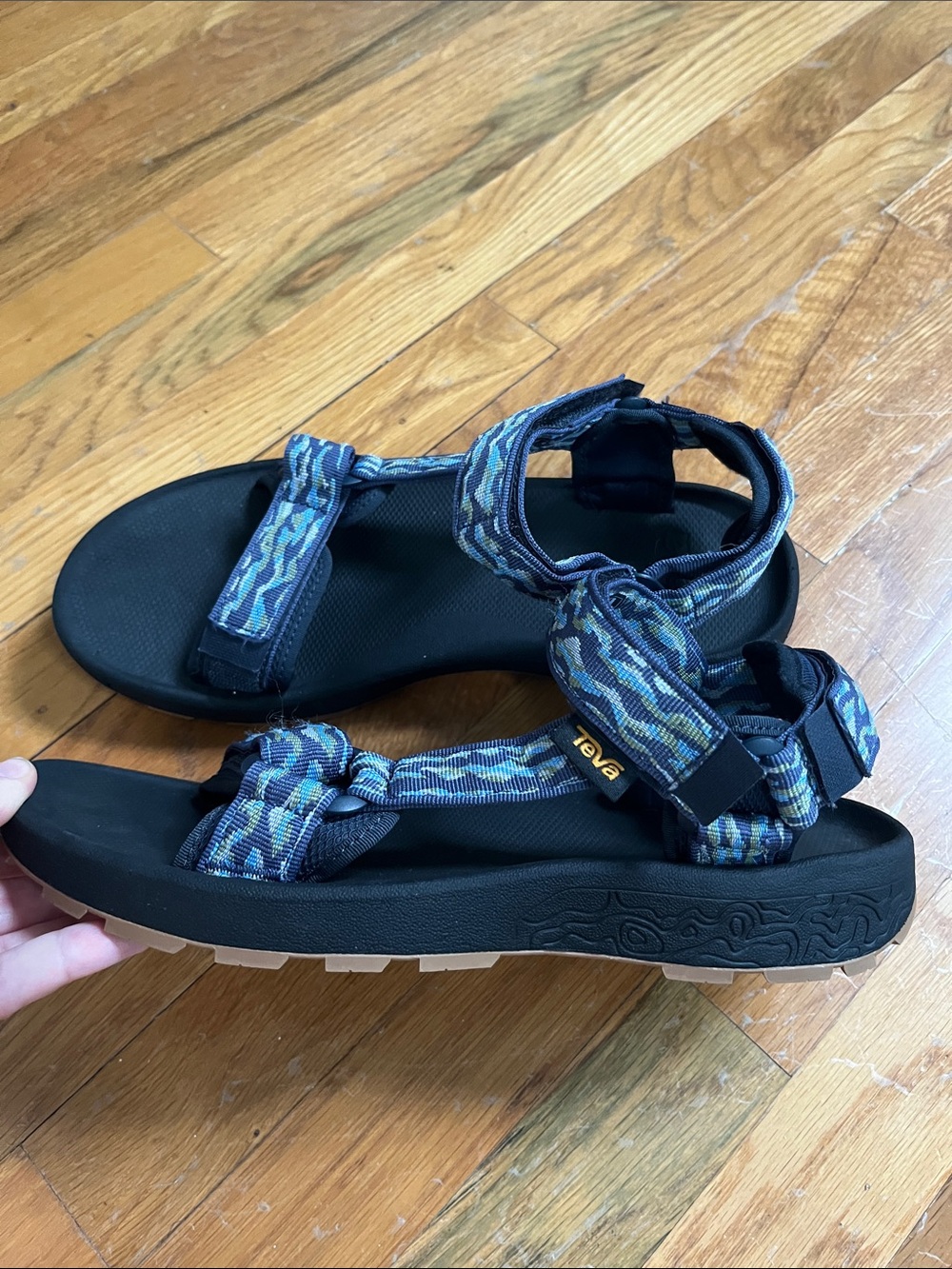 Teva Men's Hydratrek sandals in a navy blue and camo pattern